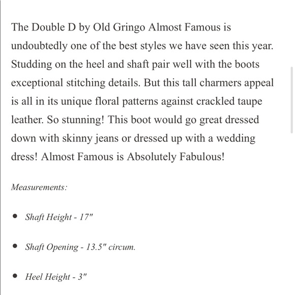 Double D by Old Gringo Almost Famous Taupe 6.5 - Picture 7 of 7